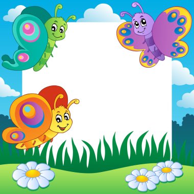 Frame with butterflies theme 1 clipart