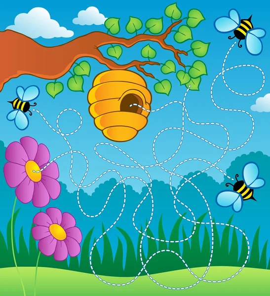 Bee tema labyrint — Stock vektor