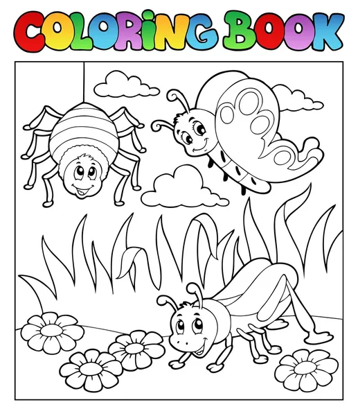 Desenho de tema de bugs de livro para colorir 1 — Vetor de Stock