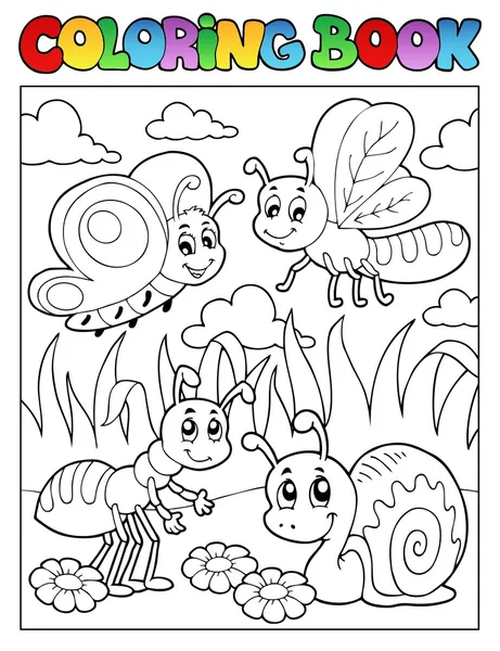 Desenho de tema de bugs de livros para colorir 3 — Vetor de Stock
