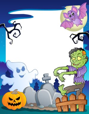 Frame with Halloween topic 7 clipart