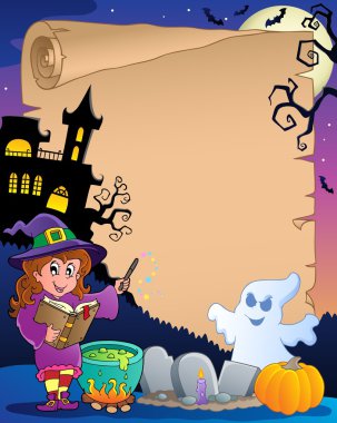 Scene with Halloween parchment 2 clipart