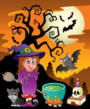 Scene with Halloween theme 8 clipart