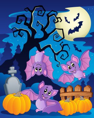 Scene with Halloween tree 5 clipart