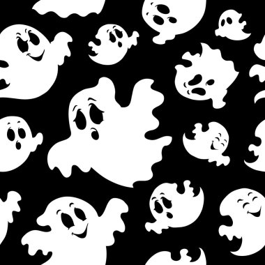 Seamless background with ghosts 1 clipart