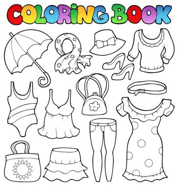 Coloring book clothes theme 2 clipart