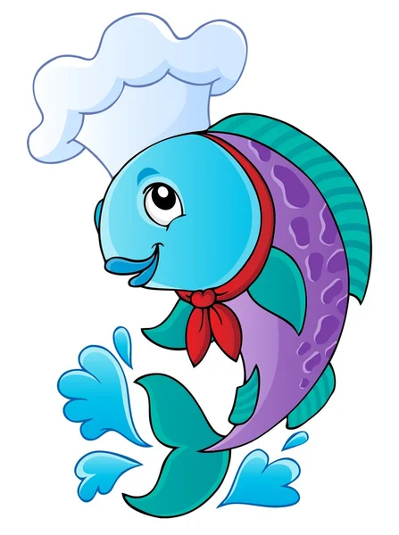 Chef de pescado de dibujos animados — Vector de stock