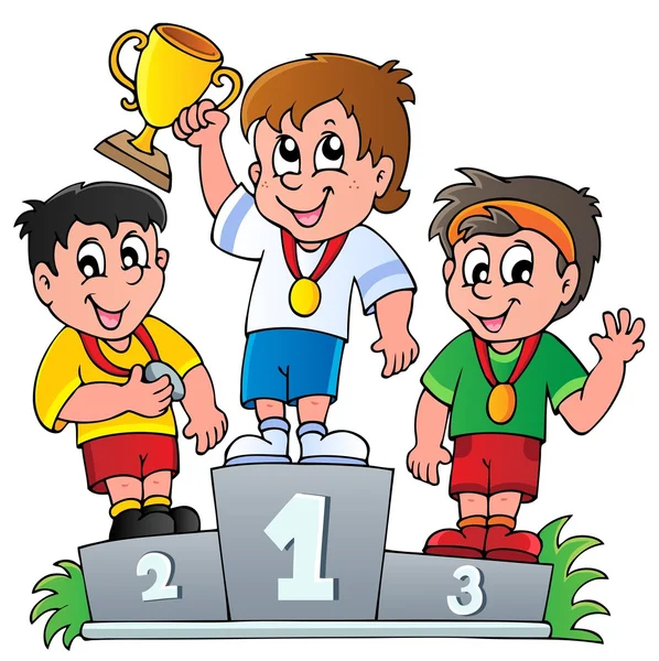 Cartoon winnaars podium — Stockvector