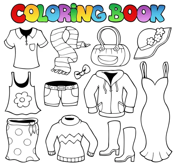 Libro para colorear ropa tema 1 — Archivo Imágenes Vectoriales