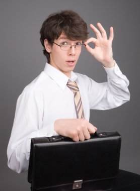 Young businessman with brief case