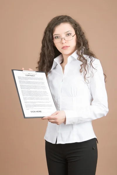 Businesswoman with files — Stock Photo, Image