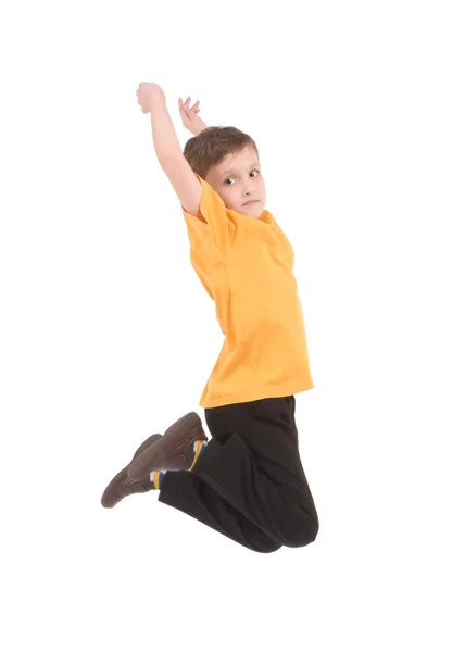 Młody chłopak skaczący w górze — Zdjęcie stockowe