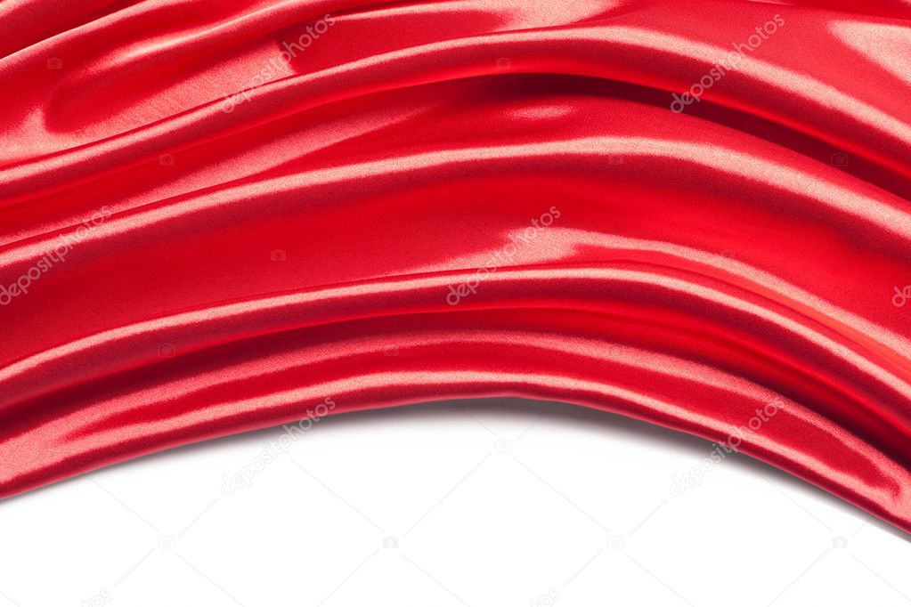 Red silk fabric over white background