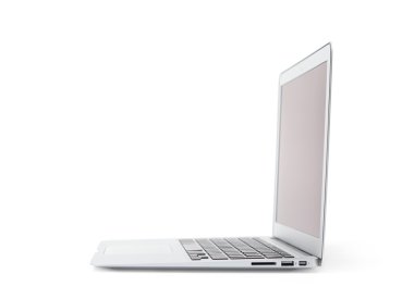 Thin gray laptop on white background clipart