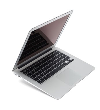 Thin aluminium laptop, white background clipart