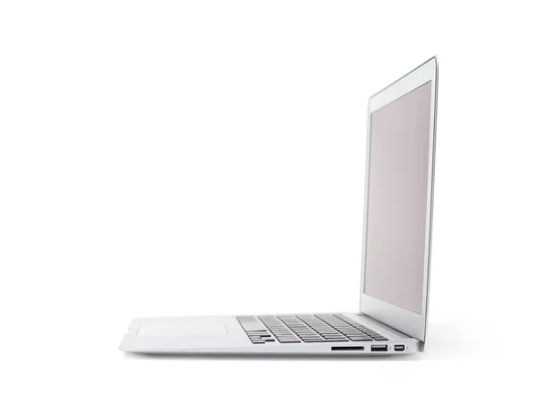Laptop abu-abu tipis pada latar belakang putih — Stok Foto