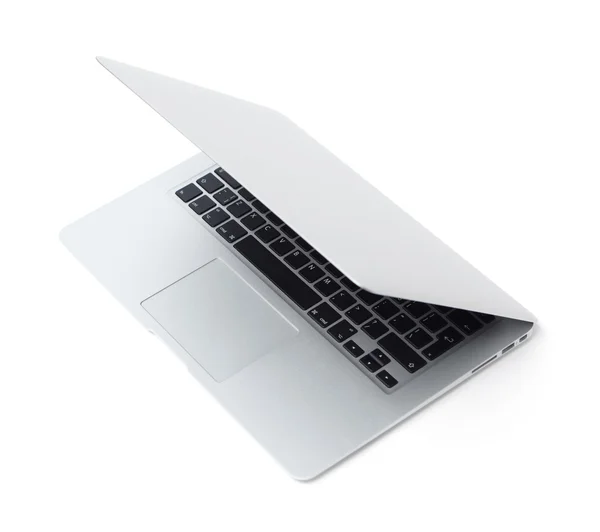 Laptop aluminium abu-abu, latar belakang putih — Stok Foto