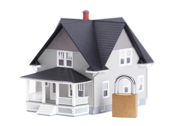 Lock in front of house architectural model — Stock Photo, Image