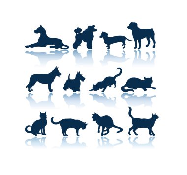 Pets silhouettes clipart