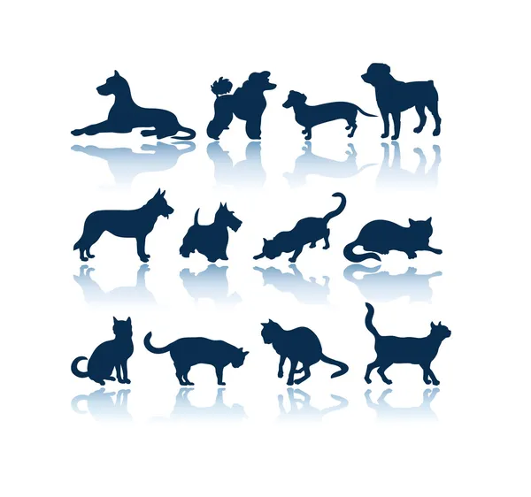 Evcil hayvan silhouettes — Stok Vektör