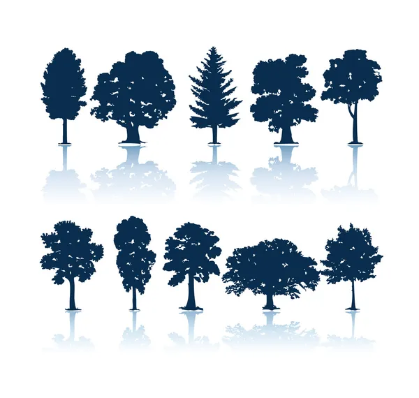 Silhouette degli alberi — Vettoriale Stock