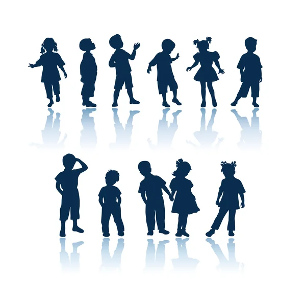 Kids silhouettes — Stock Vector
