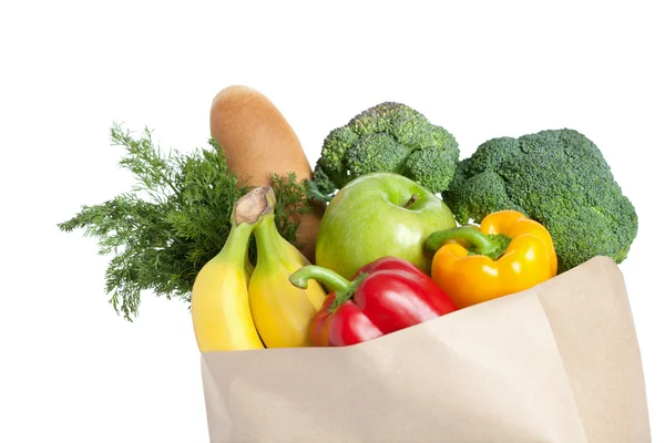 Sağlıklı beslenme ile kağıt çanta — Stok fotoğraf