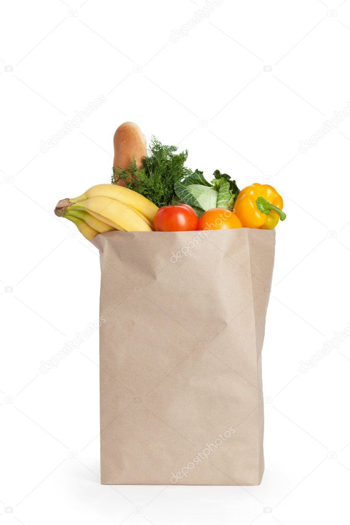Paper bag with healthy food