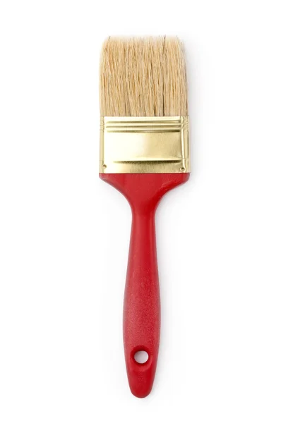 Red paintbrush, isolated on white — Stock Photo, Image