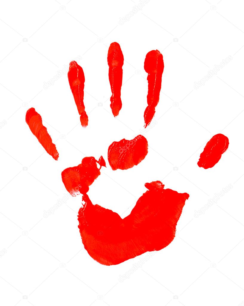 Red imprint of hand