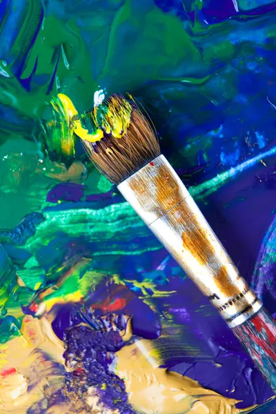 Painting something with paintbrush, white background — Stock Photo, Image
