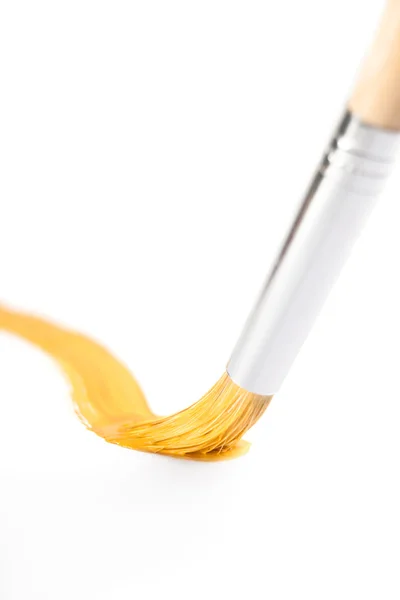 Yellow curve line drawn with paintbrush — Stock Photo, Image