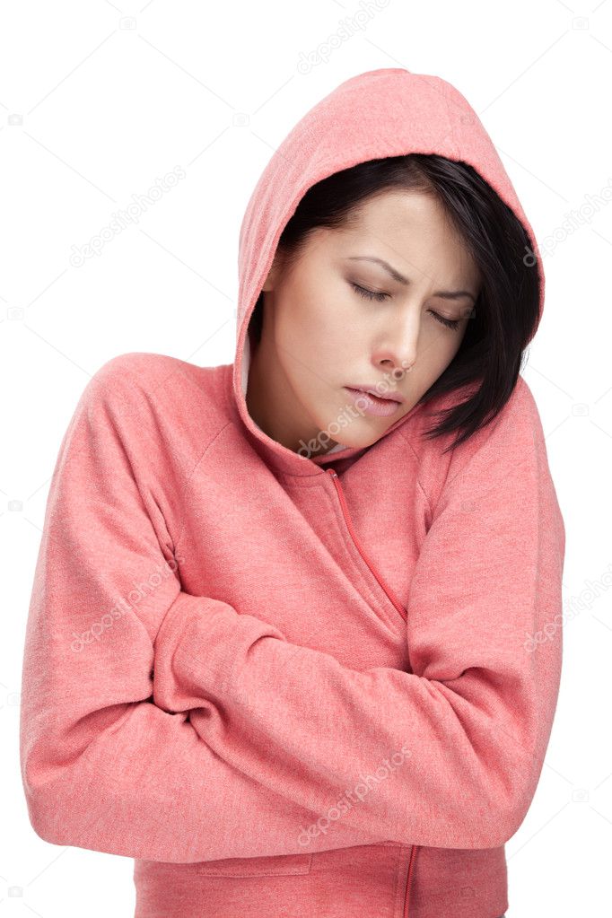 A cold young woman