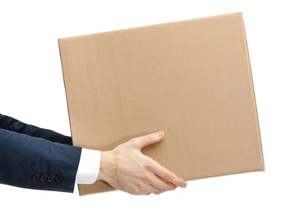 Shop assistant gives the parcel — Stock Photo, Image