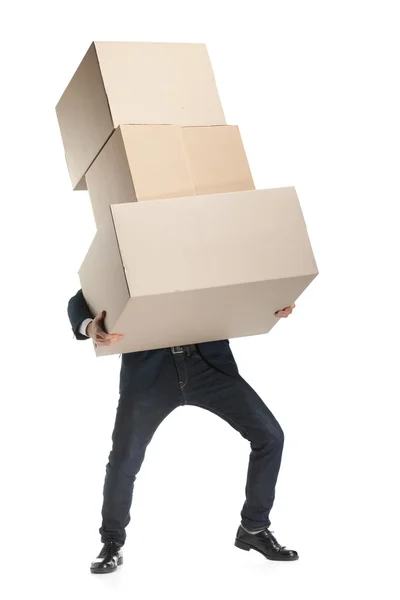 Shop assistant delivers the heavy parcel — Stock Photo, Image