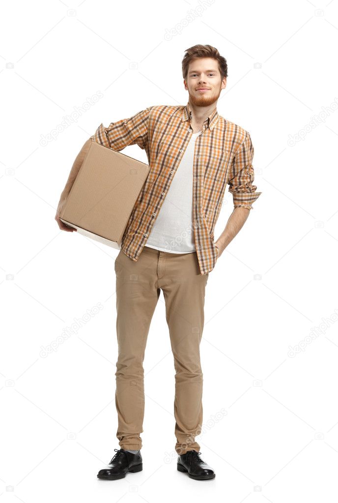 Deliveryman keeps the box