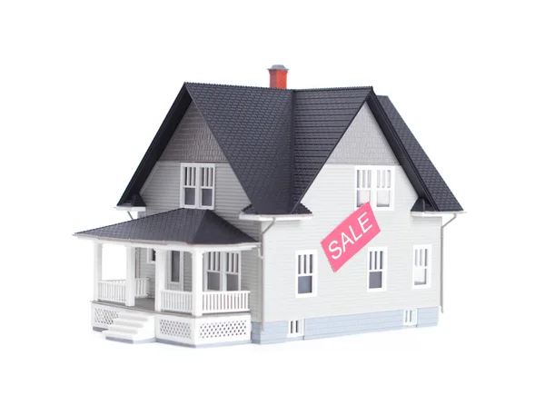 Modelo de hogar con signo de venta, aislado — Foto de Stock