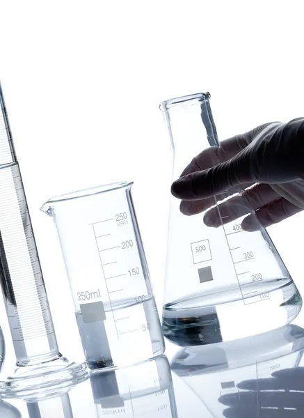 Group of empty laboratory flasks — Stock Photo, Image
