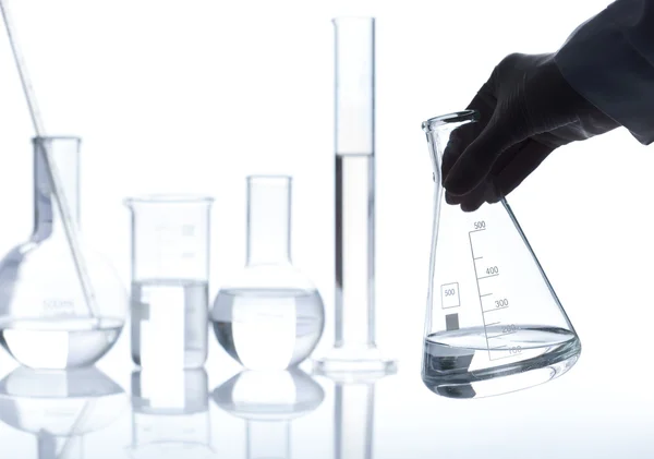 Group of empty classic laboratory flasks — Stock Photo, Image