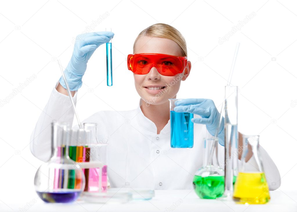 Female doctor does some experiments