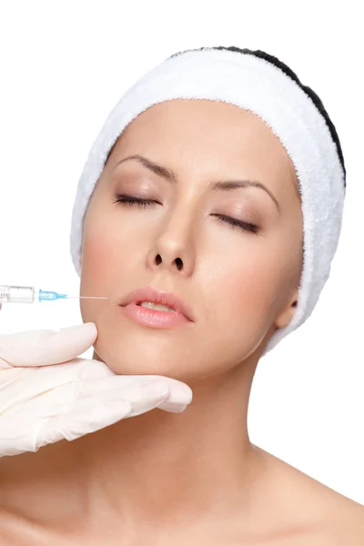 Botox dudakları düzeltme uygulama — Stok fotoğraf