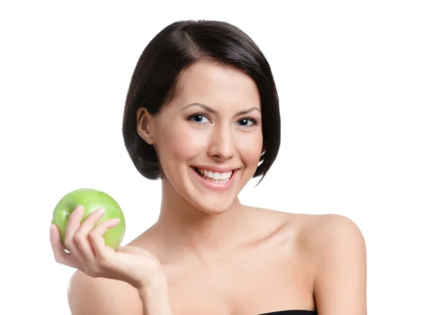 Szép nő kezében egy apple — Stock Fotó