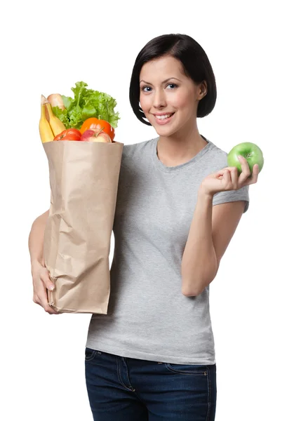 Slim woman with healthy food — Stock Photo, Image