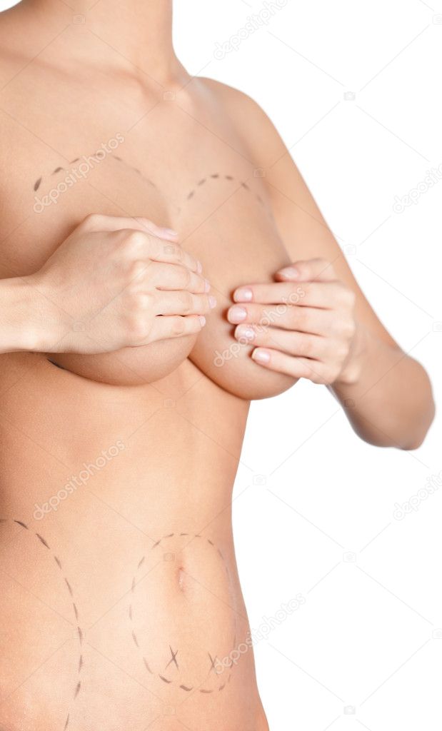 Body correction with the help of plastic surgery, close up