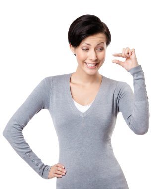 Mocking woman gestures small amount clipart