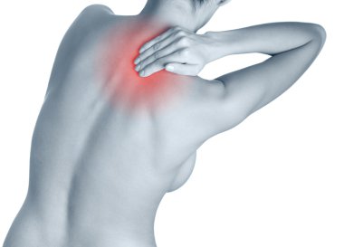 Ache in the shoulder. Black-and-white, monochrome clipart