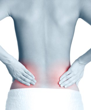 Inflamed back. Black-and-white, monochrome clipart