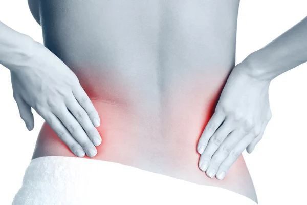 Rückenschmerzen. schwarz-weiß, monochrom — Stockfoto