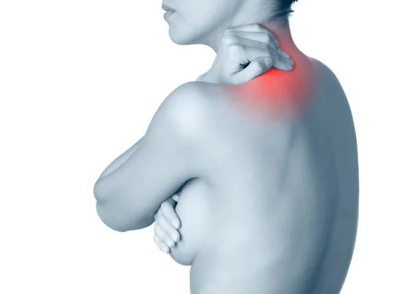 Nackenschmerzen. schwarz-weiß, monochrom — Stockfoto