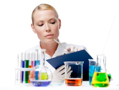 Doctor notes something after the experiment clipart